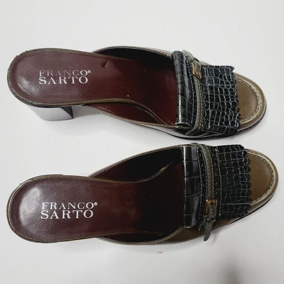 Franco Sarto Brown Croc Leather Slide On Mule Size 8 - Picture 11 of 16
